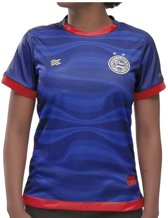 Camisa Bahia III 24/25 - Versão Feminina Baby Look Azul e Vermelho